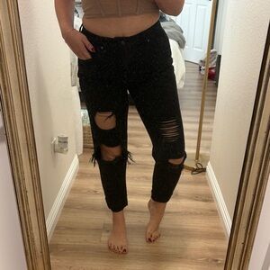 Black Distressed Women Jeans